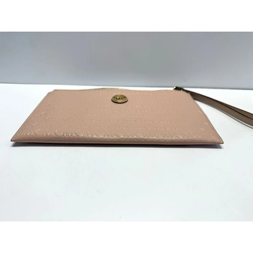 Michael Kors Womens Signature Wristlet Clutch Wallet Pink Patent Leather